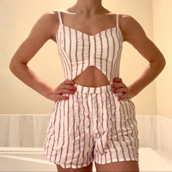 Hollister Striped Front Cut-Out Romper - Picture 2 of 9